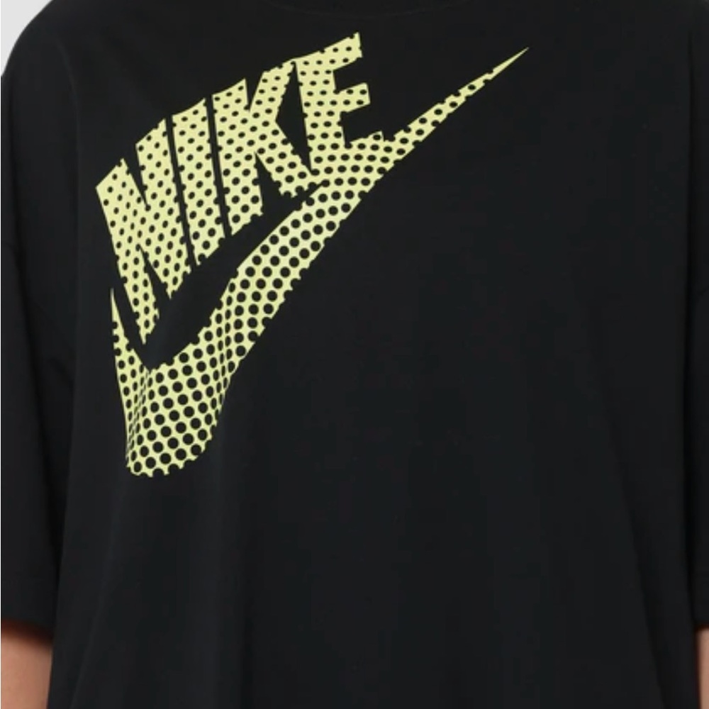 New WOMEN'S NIKE BLACK with YELLOW OVERSIZED GRAPHIC DANCE T-SHIRT, L and XL - Picture 2 of 8